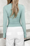 Plain V Neck Long Sleeve Fit T Shirt