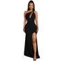 Autumn and winter women's sexy dress hollow sleeveless slit dress for women