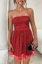 Off Shoulder Ruched Knot Zipper Pleated Short Dress