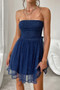 Off Shoulder Ruched Knot Zipper Pleated Short Dress