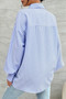 Stripe Print Button Down Long Sleeve Collar Shirt