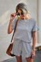 Round Neck Striped Top Short Set