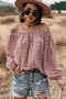 Off Shoulder Swiss Dot Long Sleeve Loose Top​