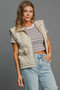 Umgee Sleeveless Quilted Vest with Bow Details
