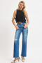 RISEN Full Size High Rise Ankle Straight Front Body Distressed Jeans Plus Size