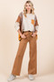 Mittoshop Twill High Waisted Button Fly Wide Leg Pants