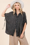 Mittoshop Mineral Wash Loose Fit Button Down Shirt