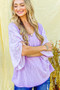 And The Why Feather Detailed 3/4 Sleeve Slub Top