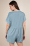 VERY J Two Tone Ribbed Knit Comfy Casual Romper