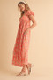 Aemi + Co Cutout Back Floral Square Neck Puff Sleeve Midi Dress
