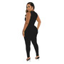 Women Spring Casual Ribbed Sleeveless Zip Jumpsuit