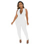 Women Spring Casual Ribbed Sleeveless Zip Jumpsuit