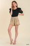 Umgee High Waisted Shorts with Ruffle Trim Detail and Elastic Waist Band