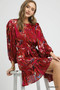 Umgee Ruffled Hem Printed Balloon Sleeve Dress