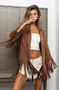BiBi Suede Single Blazer with Fringed Hem