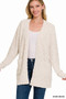 Zenana Long Sleeve Popcorn Sweater Cardigan with Pockets
