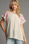 Umgee Full Size Linen Round Neck High Low Hem Frayed Top Plus Size
