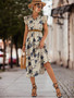 Spring And Summer Women'S V-Neck Floral Printed Casual Long Dress