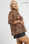 Umgee Full Size Leopard Print Ruffle Neck Blouse Plus Size