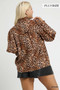 Umgee Full Size Leopard Print Ruffle Neck Blouse Plus Size