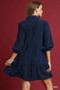 Umgee Tiered Corduroy Mini Dress with Balloon Sleeves