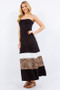 Celeste Full Size Leopard Color Block Tube Maxi Dress Plus Size