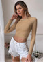 Women'S Sexy Low Back Casual Cropped Slim Fit Knitting Long Sleeve T-Shirt Top Basic Outdoor Wear