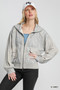 Umgee Two-Way Jacquard Zip-Up Jacket