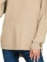 Zenana Curved Hem Two-Tone Ribbed Sweater