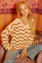 BiBi Wavy Stripes V-Neck Cropped Sweater
