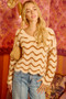 BiBi Wavy Stripes V-Neck Cropped Sweater