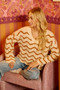 BiBi Wavy Stripes V-Neck Cropped Sweater