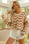 BiBi Wavy Stripes V-Neck Cropped Sweater