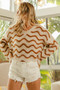 BiBi Wavy Stripes V-Neck Cropped Sweater