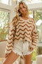 BiBi Wavy Stripes V-Neck Cropped Sweater
