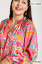 Umgee Full Size Satin Paisley Ruffle Neck Button-Up Shirt Plus Size