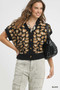 Umgee Leopard Button Down Short Sleeve Cardigan