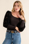 And The Why Textured Puff Sleeve Bodysuit