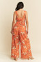 Davi & Dani Floral Ruffle Square Neck Smocking Bodice Jumpsuit
