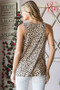 Heimish Full Size Front Button Animal Print Sleeveless Top Plus Size