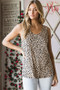 Heimish Full Size Front Button Animal Print Sleeveless Top Plus Size
