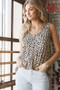 Heimish Full Size Front Button Animal Print Sleeveless Top Plus Size