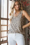Heimish Full Size Front Button Animal Print Sleeveless Top Plus Size