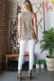 Heimish Full Size Front Button Animal Print Sleeveless Top Plus Size
