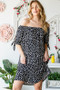 Heimish Full Size Short Sleeve Off Shoulder Animal Mini Dress Plus Size