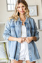 First Love Smile Face Button Down Raw Hem Denim Jacket