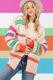 SAGE + FIG Rainbow Striped Open Front Knit Cardigan