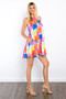 Be Stage Abstract Print Ruffle Hem Mini Dress with Pockets