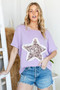 HOPELY Leopard Star Patch Short Sleeve T-Shirt