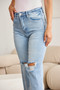 RFM Full Size Tummy Control High Waist Raw Hem Distressed Jeans